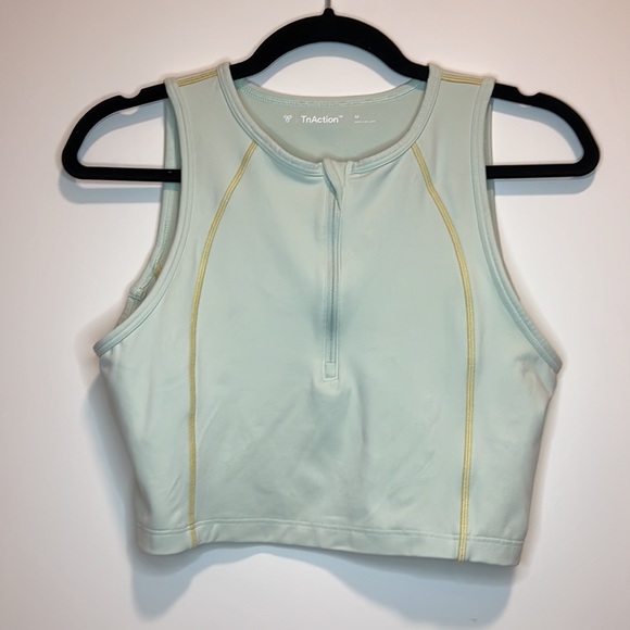Aritzia TNAction Front Zip Cropped Workout Tank Top Sz M Mint Green - Picture 3 of 12